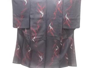 大正ロマン　紗笹模様織り出し着物